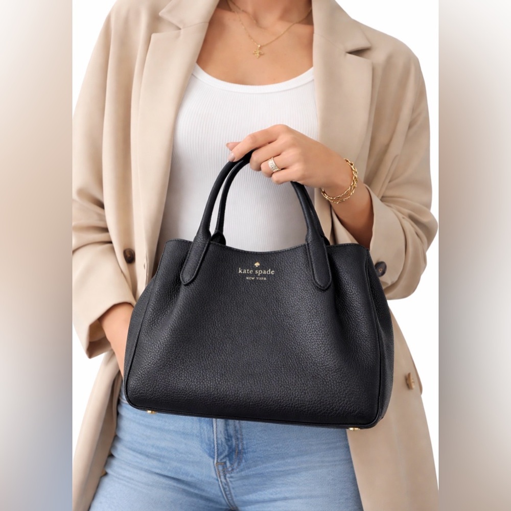 Kate Spade Black Pebbled Leather Small Satchel with NO Strap.